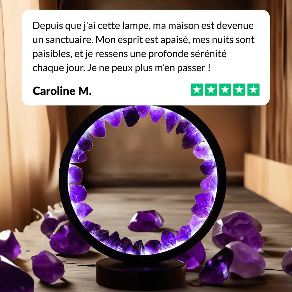 Lampe "Cercle de serenité" en Améthyste MaPierreDeProtection®