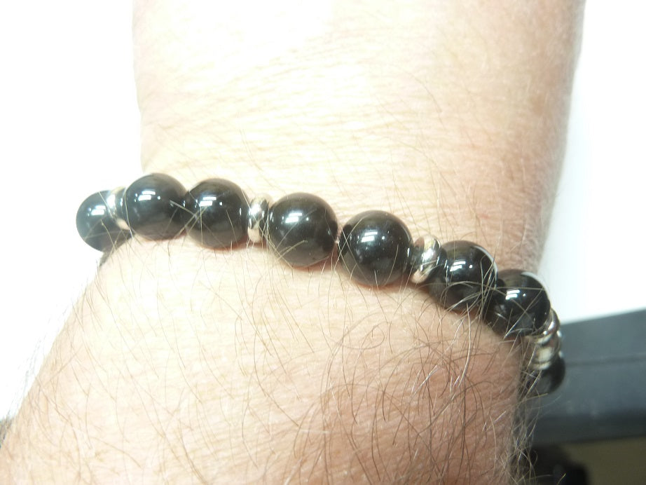 Bracelet méga protection Obsidienne oeil céleste-Spinelle noire mapierredeprotection