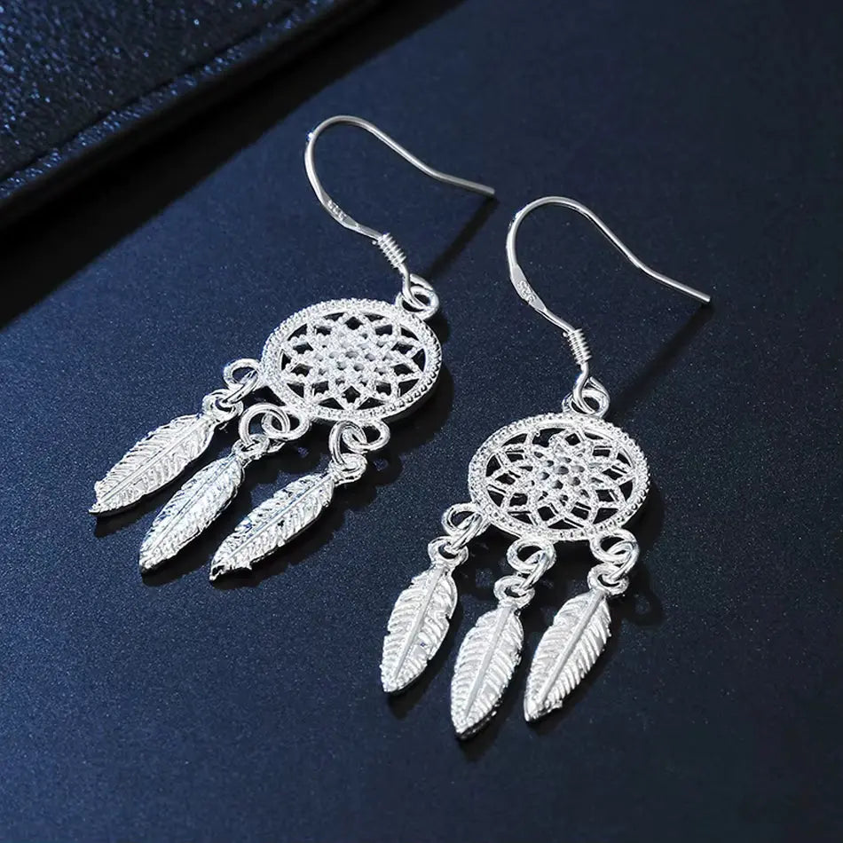 Boucles d'Oreilles Attrape-Rêves argent 925 petit modèle