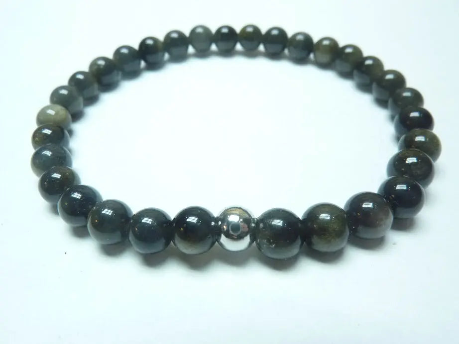 Bracelet en Obsidienne dorée 