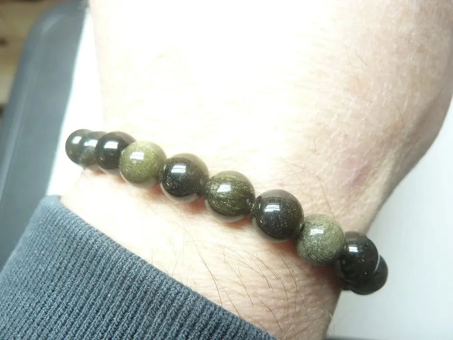 Bracelet en Obsidienne dorée 
