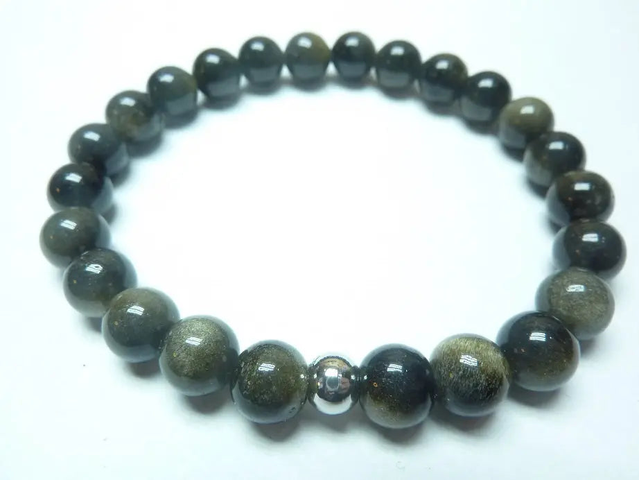 Bracelet en Obsidienne dorée 