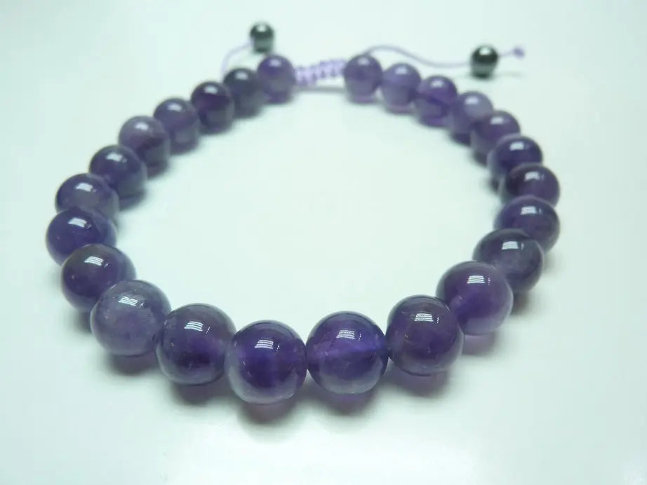 Bracelet réglable en Améthyste 8 mm