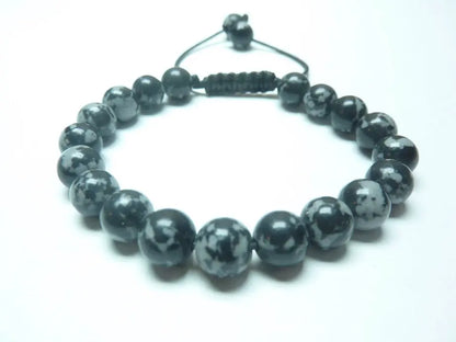 Bracelet réglable en Obsidienne neige