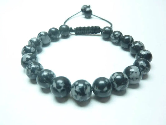 Bracelet réglable en Obsidienne neige