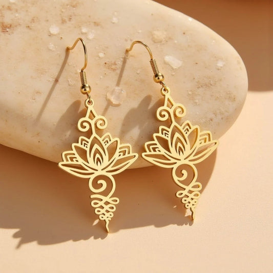 Boucles d'Oreilles Lotus Unalome mapierredeprotection