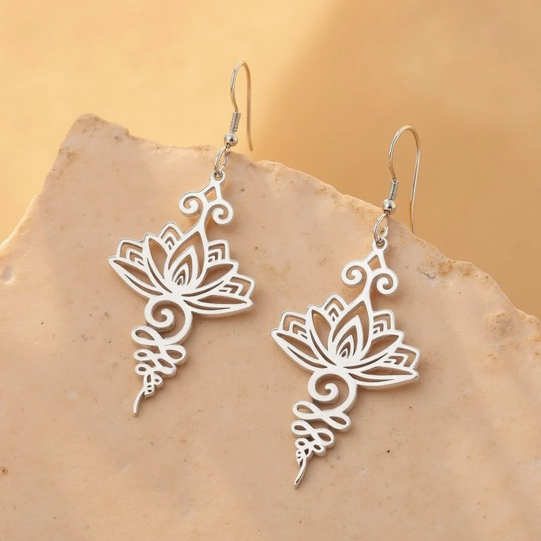Boucles d'Oreilles Lotus Unalome mapierredeprotection