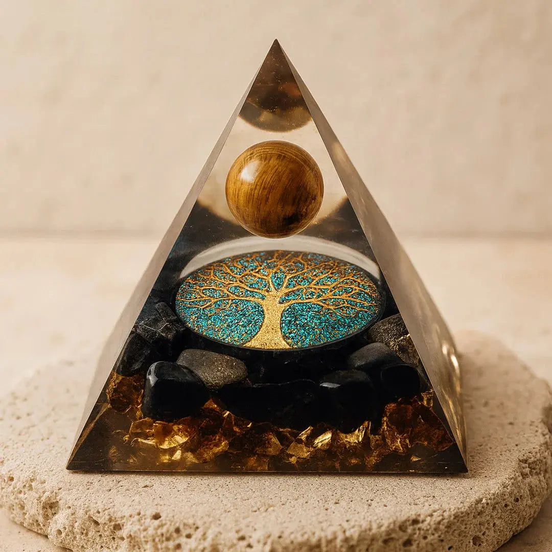 Orgonite "Arbre de Vie " en Oeil de Tigre et Obsidienne MaPierreDeProtection®