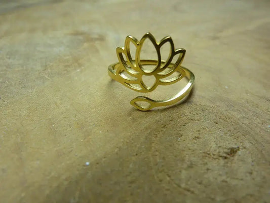 Bague Sutra fleur de lotus ajustable en argent 925