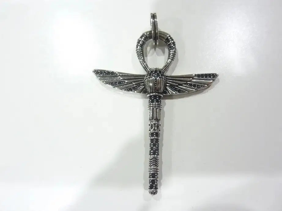 Pendentif Croix de vie Ankh avec scarabée argent 925