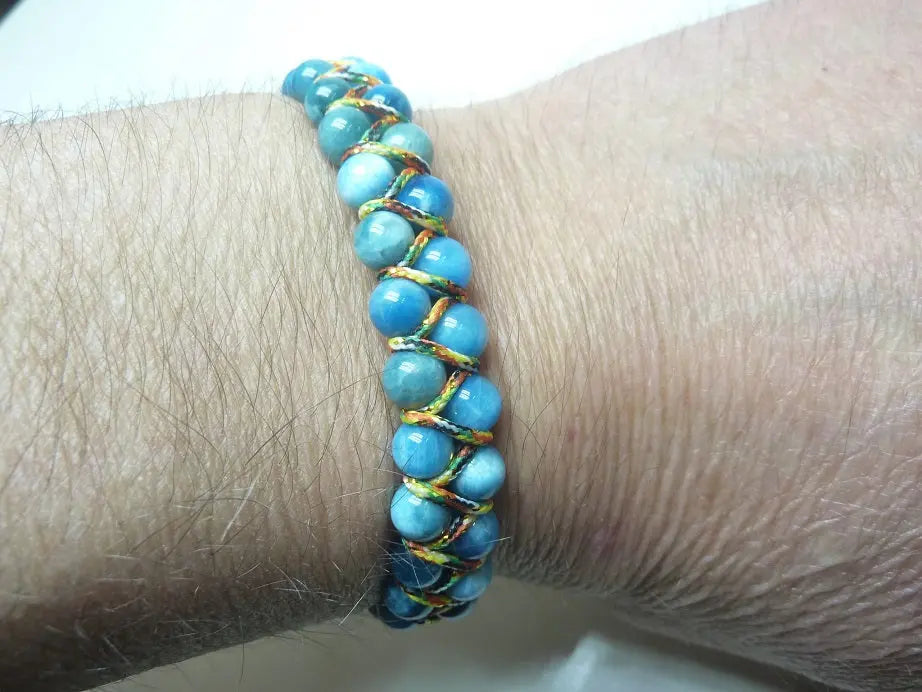 Bracelet réglable Apatite bleue mapierredeprotection