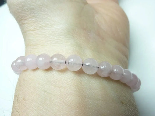 Bracelet réglable en quartz rose naturel perles rondes 6-8 mm tendresse et apaisement