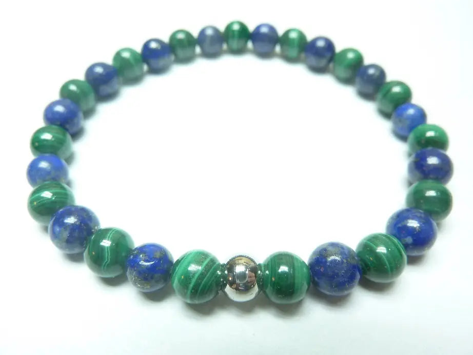 Bracelet en Malachite et Lapis lazuli mapierredeprotection