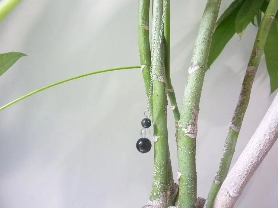 Suspension de protection Obsidienne Œil Céleste & Quartz – Maison, boutique, cabinet mapierredeprotection