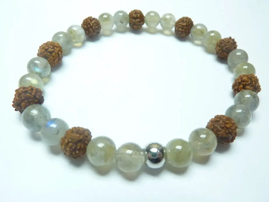 Bracelet en Labradorite-Rudraksha mapierredeprotection