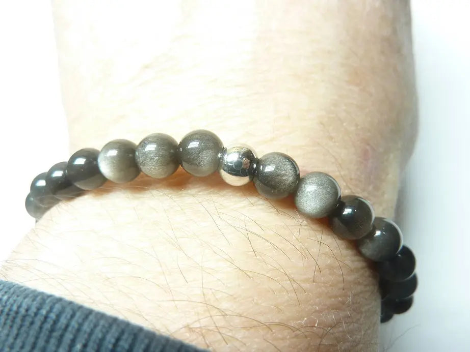 Bracelet en Obsidienne argentée mapierredeprotection