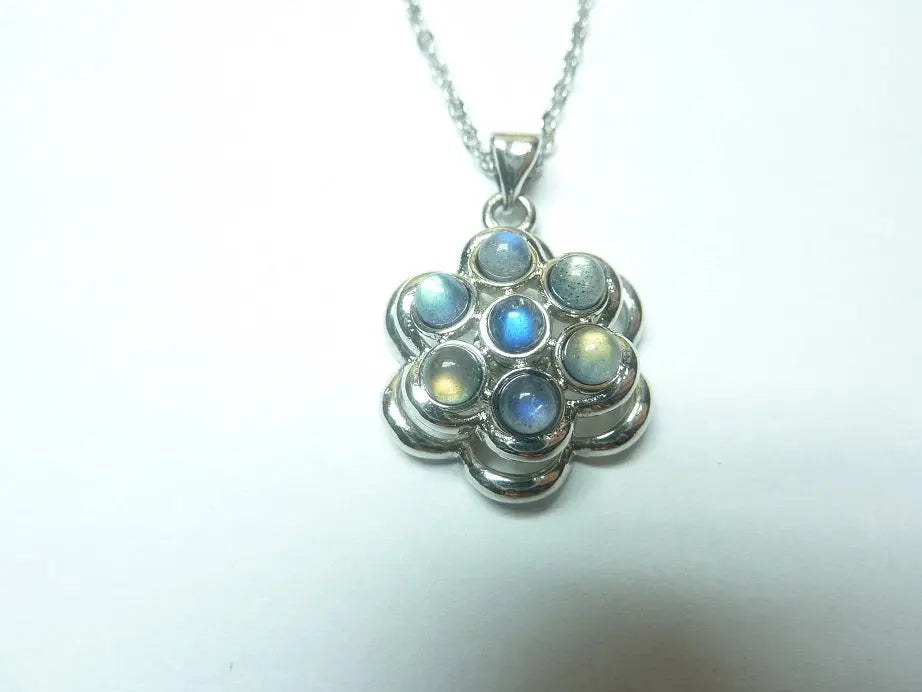 Pendentif anti-stress Labradorite + chaine acier inoxydable 50 cm mapierredeprotection