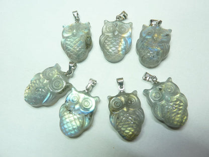 Pendentif chouette Labradorite mapierredeprotection