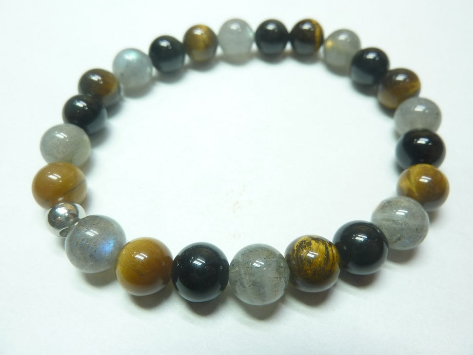 Bracelet en Labradorite-Oeil de tigre-Spinelle noire mapierredeprotection