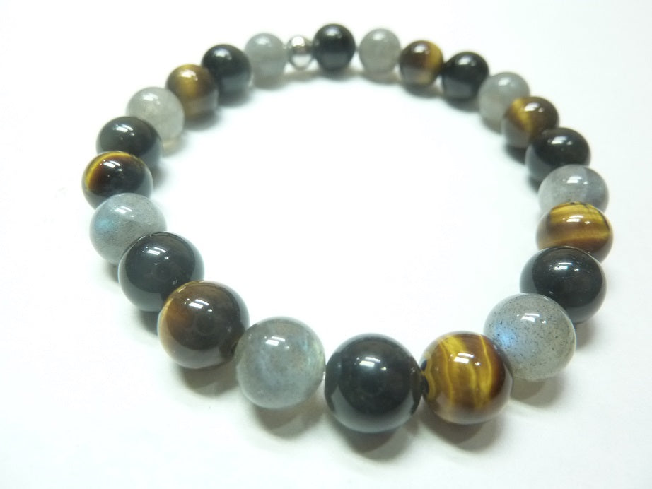 Bracelet en Labradorite-Oeil de tigre-Obsidienne oeil céleste mapierredeprotection