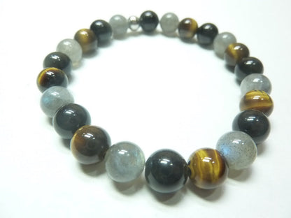 Bracelet en Labradorite-Oeil de tigre-Obsidienne oeil céleste mapierredeprotection
