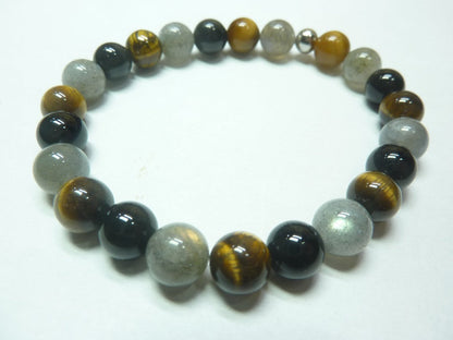 Bracelet en Labradorite-Oeil de tigre-Tourmaline noire mapierredeprotection