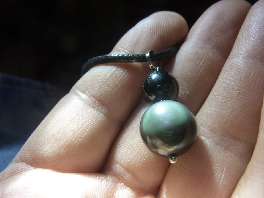 Pendentif méga protection obsidienne Oeil céleste-Spinelle noir mapierredeprotection