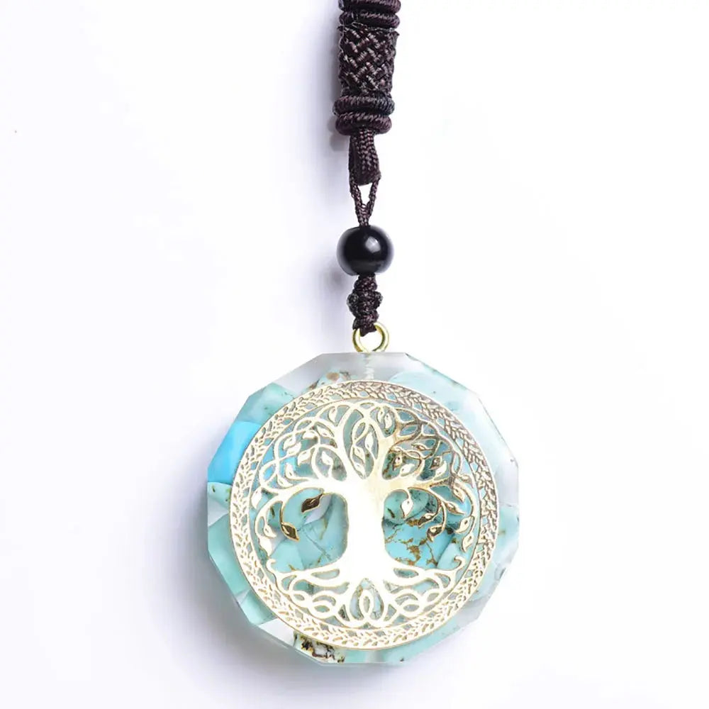 Pendentif Orgonite "Arbre de vie" en Turquoise MaPierreDeProtection®