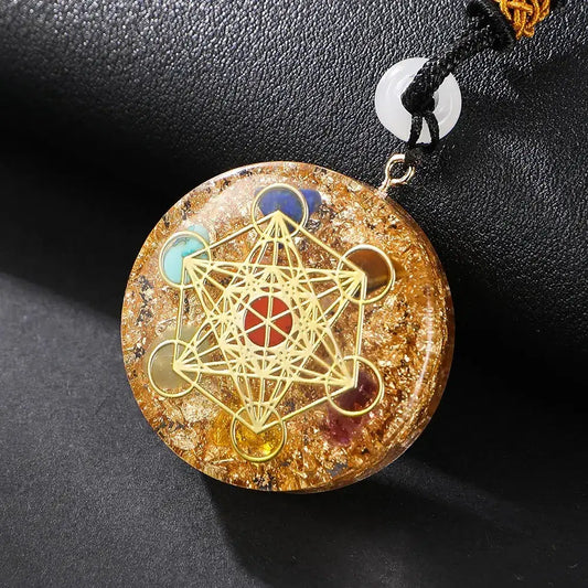 Collier pendentif orgone chakras Métatron