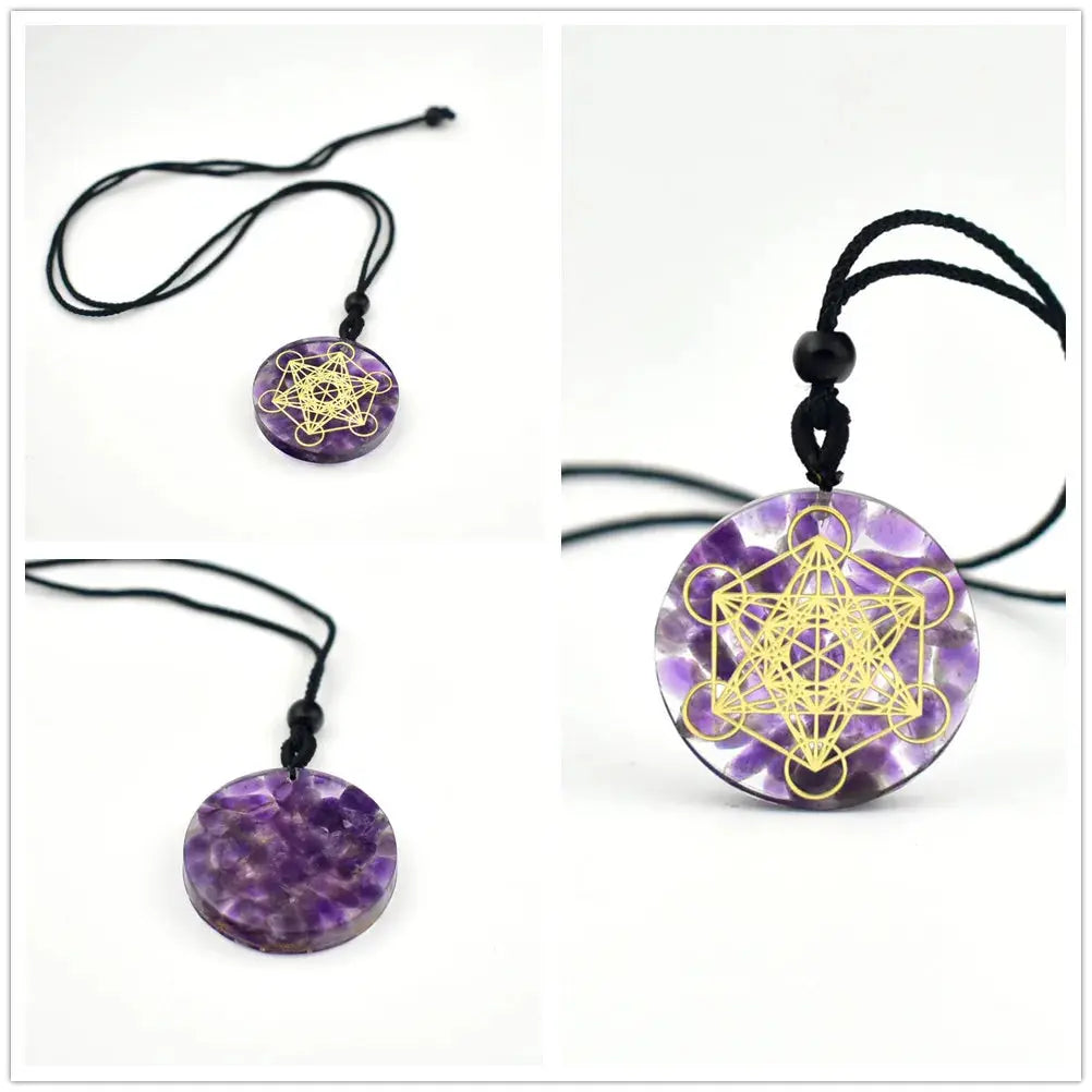 Pendentif orgonite Métatron – Améthyste
