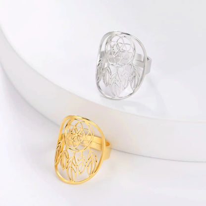 Bague attrape rêve-fleur de vie réglable
