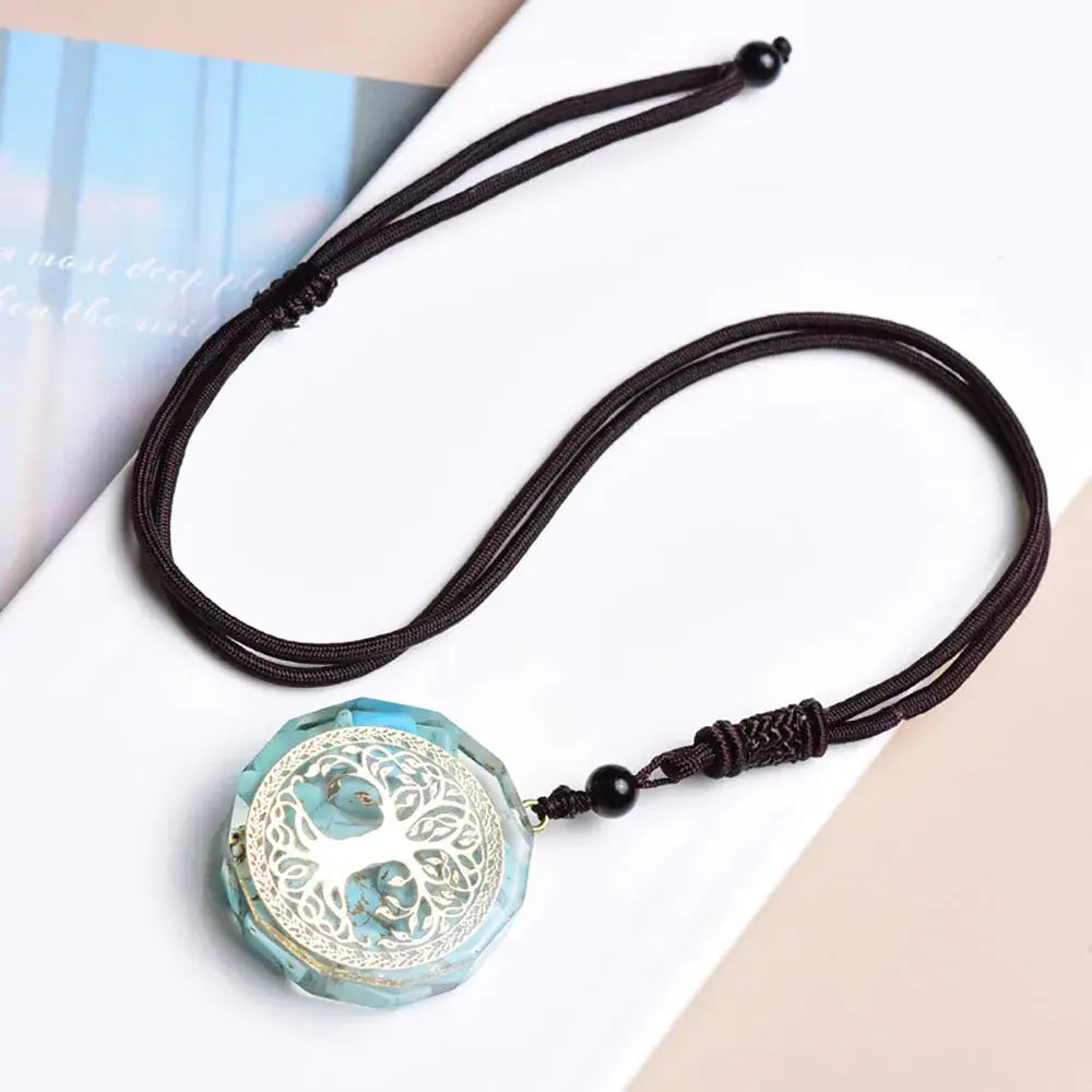 Pendentif Orgonite "Arbre de vie" en Turquoise MaPierreDeProtection®