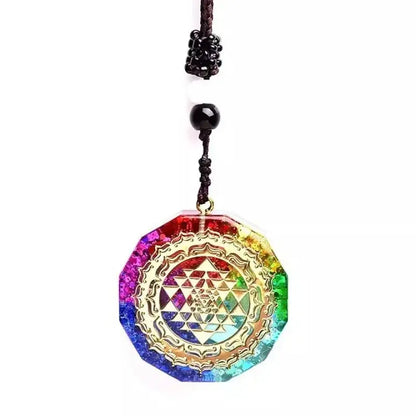 Pendentif Orgonite "Sri Yantra - 7 Chakras MaPierreDeProtection®