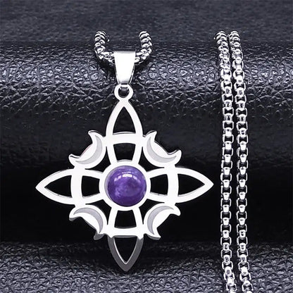Pendentif noeud de sorcière (Wiccan) pierres au choix mapierredeprotection