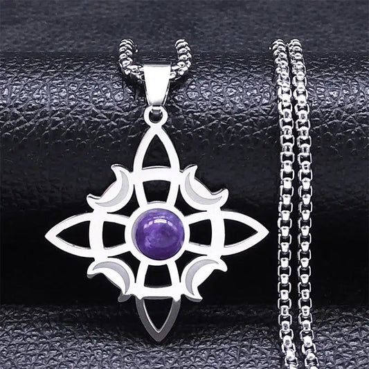 Pendentif noeud de sorcière (Wiccan) pierres au choix mapierredeprotection