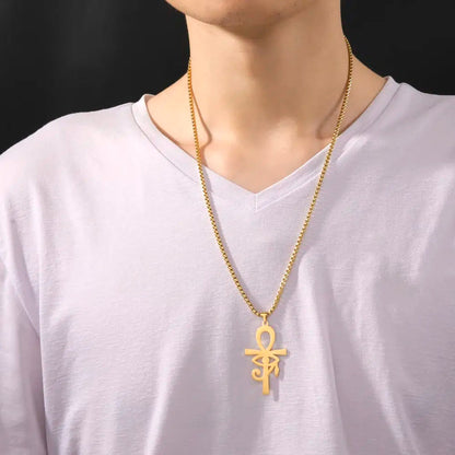 Collier pendentif Croix de Ankh-Oeil d’Horus mapierredeprotection