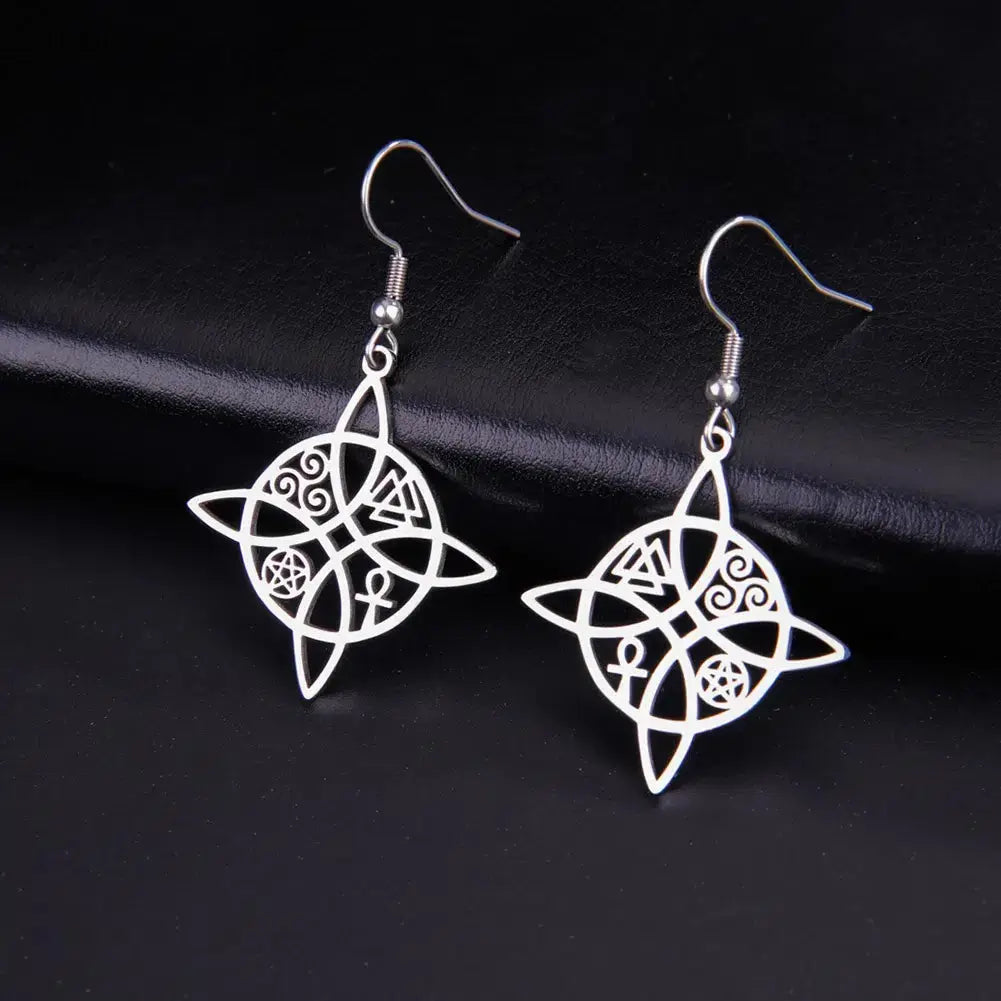 Boucles d’oreilles croix de ankh-Noeud de sorcière-Triskel-Valknut mapierredeprotection