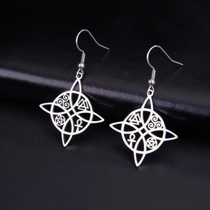 Boucles d’oreilles croix de ankh-Noeud de sorcière-Triskel-Valknut mapierredeprotection