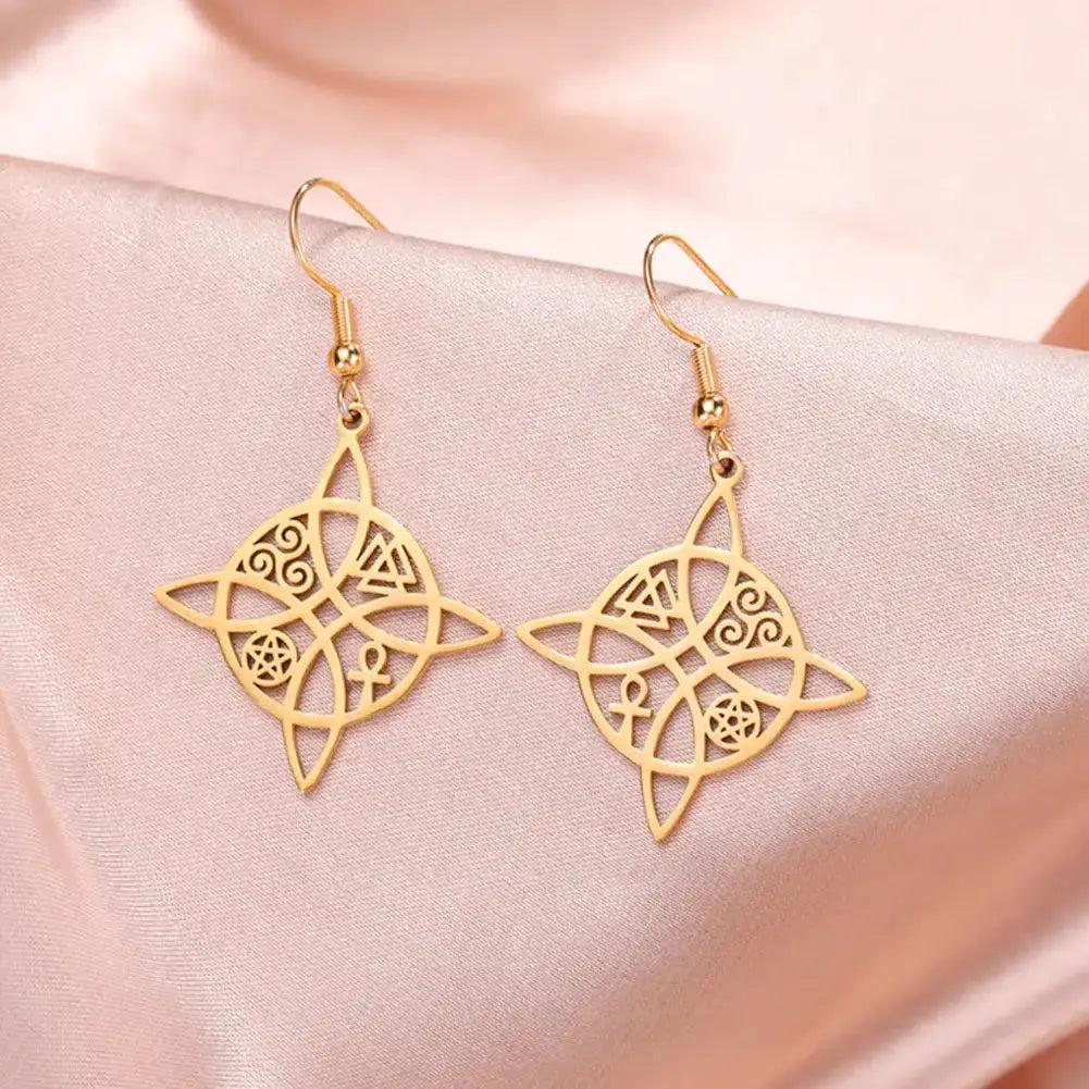 Boucles d’oreilles croix de ankh-Noeud de sorcière-Triskel-Valknut mapierredeprotection