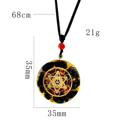 Pendentif Orgonite "Cube de Métatron" en Obsidienne et Grenat MaPierreDeProtection®