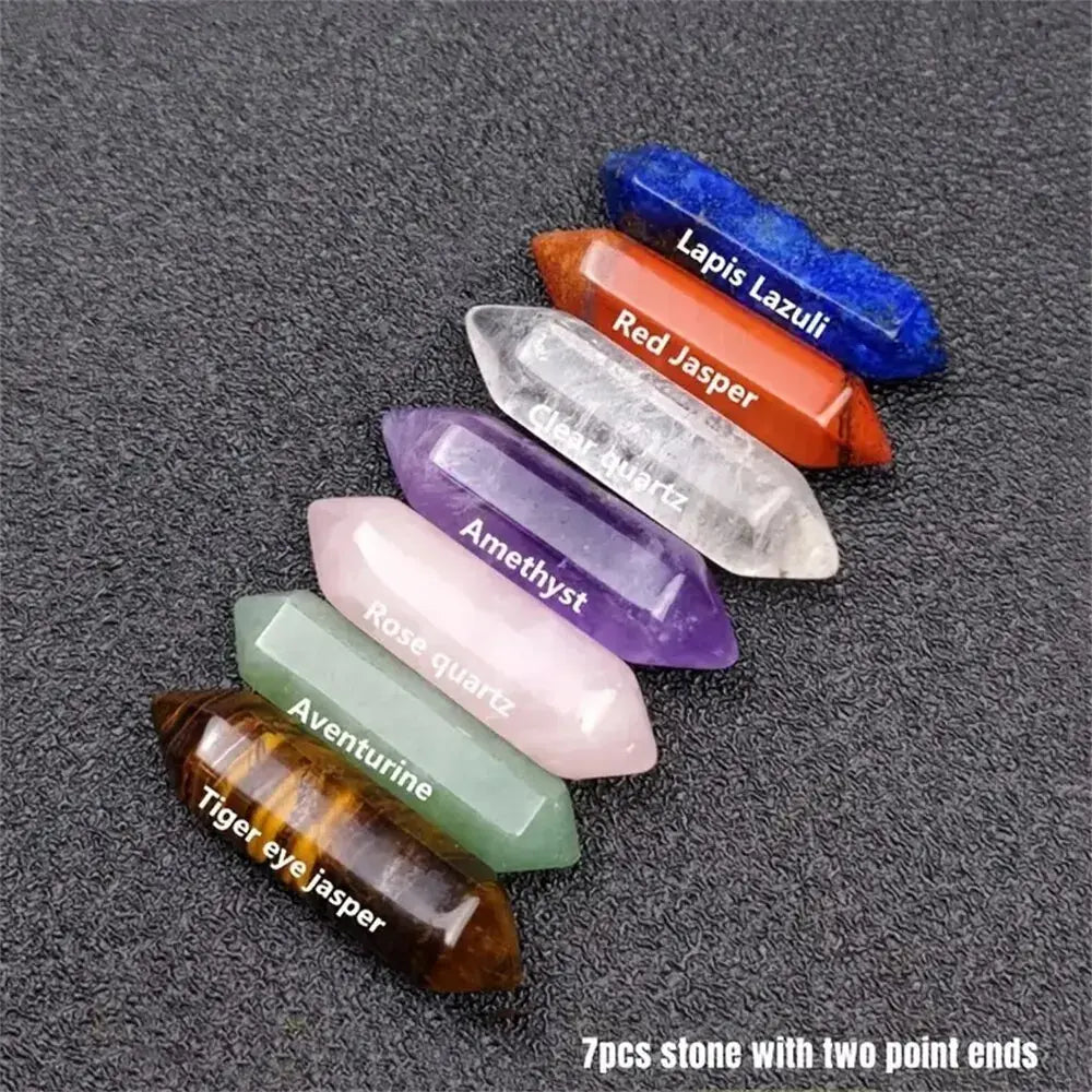 Coffret Reiki - Lot de 7 Pierres Naturelles & 7 Doubles Pointes MaPierreDeProtection®
