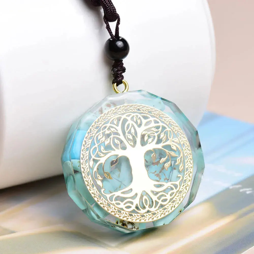 Pendentif Orgonite "Arbre de vie" en Turquoise MaPierreDeProtection®