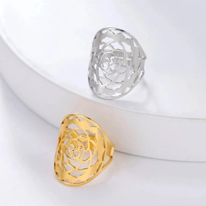 Bague fleur de lotus Om réglable
