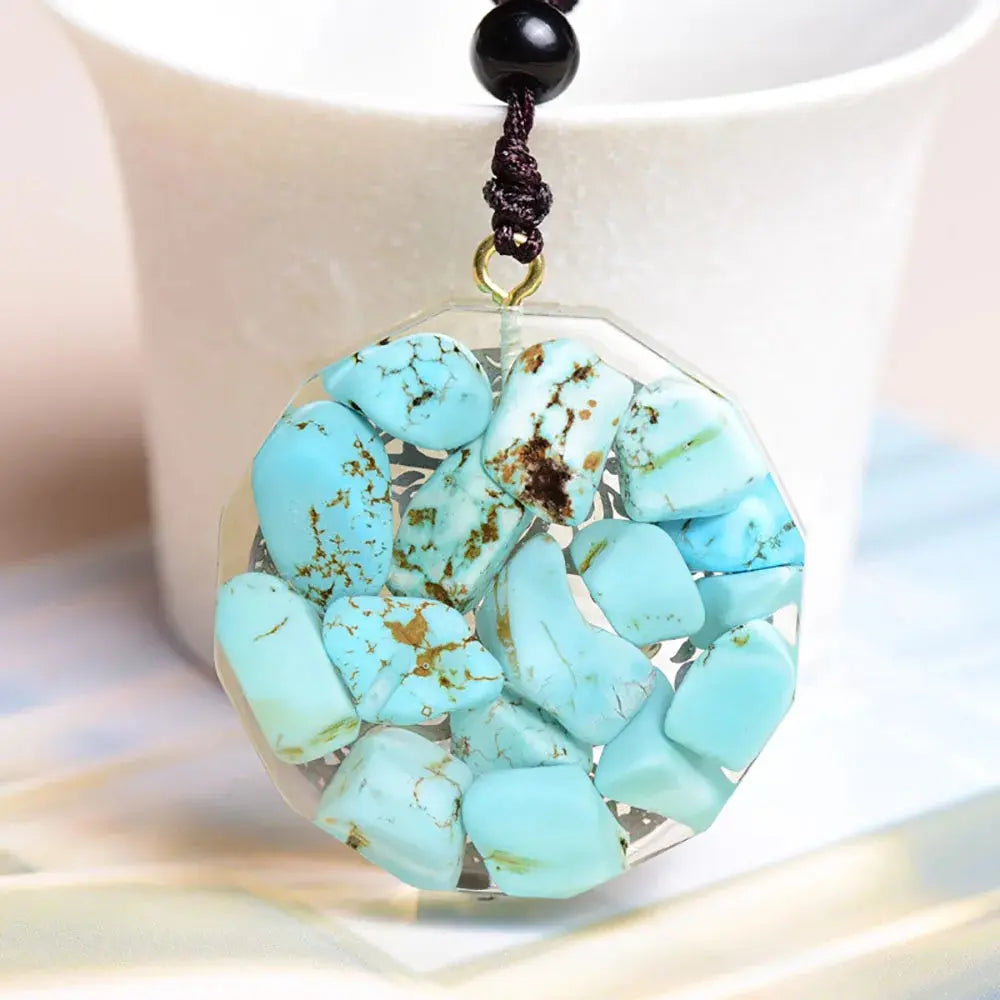 Pendentif Orgonite "Arbre de vie" en Turquoise MaPierreDeProtection®