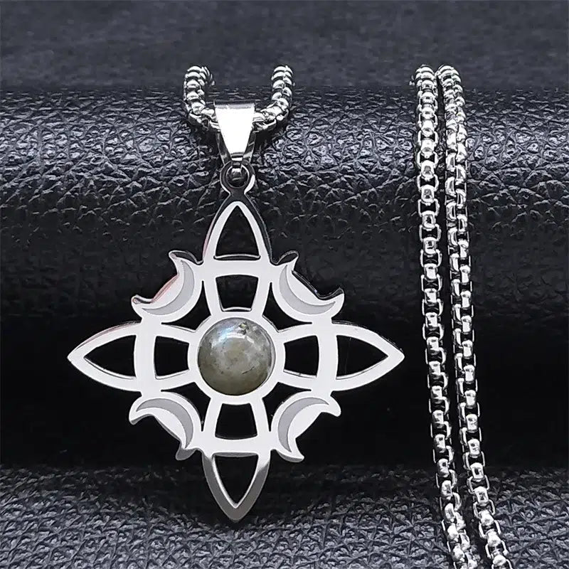Pendentif noeud de sorcière (Wiccan) pierres au choix mapierredeprotection
