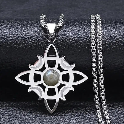 Pendentif noeud de sorcière (Wiccan) pierres au choix mapierredeprotection