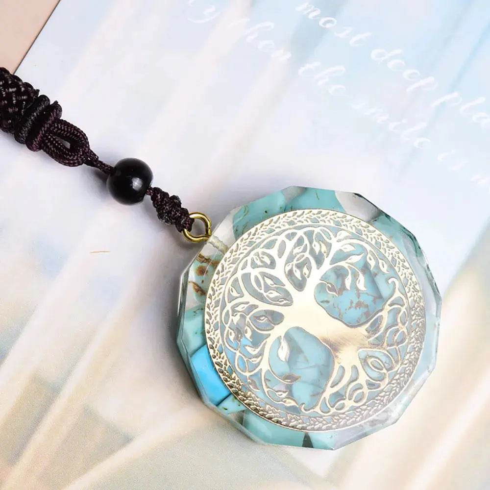Pendentif Orgonite "Arbre de vie" en Turquoise MaPierreDeProtection®