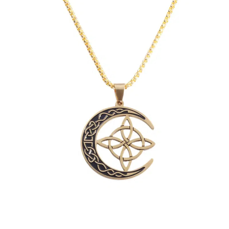 Pendentif noeud de sorcière (Wiccan) lune mapierredeprotection