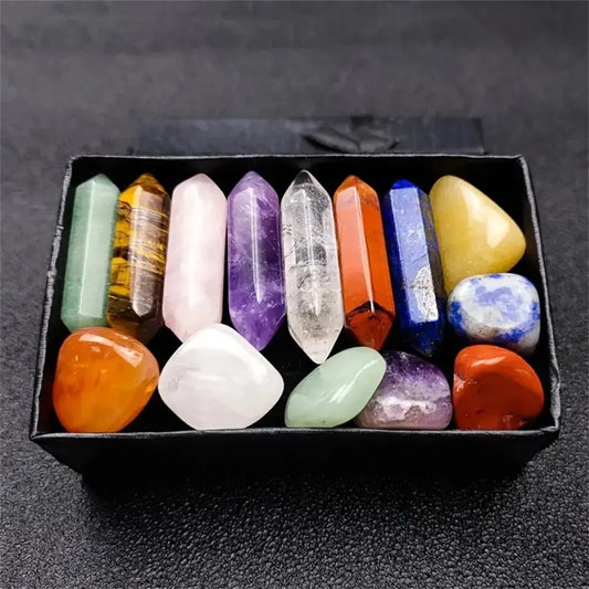 Coffret Reiki - Lot de 7 Pierres Naturelles & 7 Doubles Pointes MaPierreDeProtection®