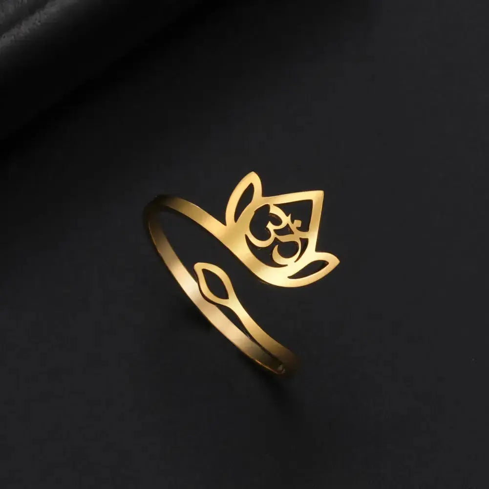 Bague ajustable Fleur de lotus-Om